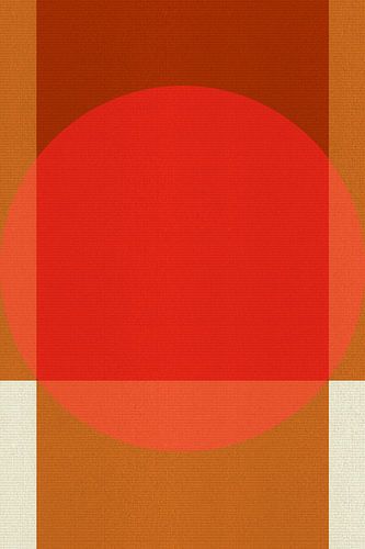 Abstracte 70s retro geometrische kunst in rood en verbrand oranje