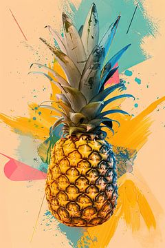 Ananas in expressionistische stijl - Abstracte kunst met levendige kleuren van Felix Brönnimann