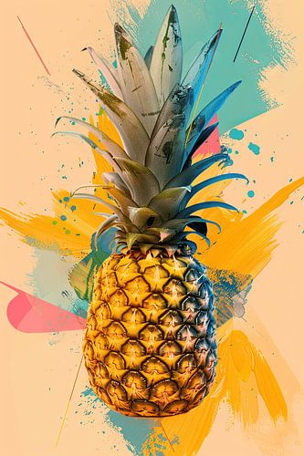 Ananas in expressionistische stijl - Abstracte kunst met levendige kleuren
