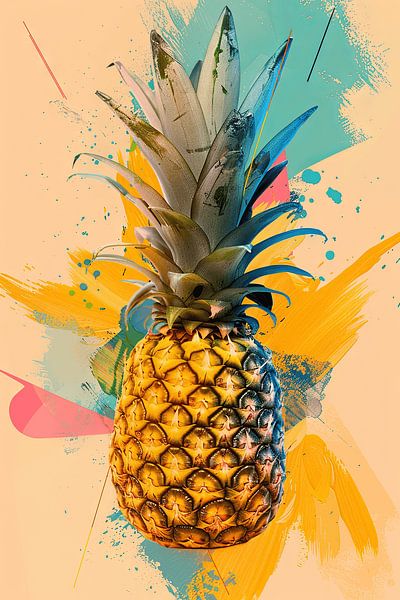Pineapple in Expressionist Style - Abstract Art with Vibrant Colours by Poster Art Shop