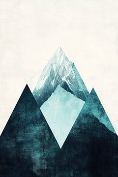 Berglandschap in zachte blauwe tinten van Poster Art Shop