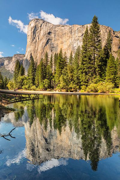 El Capitan spiegelt sich im Merced River, Yosemite-Nationalpark, Kalifornien, USA von Markus Lange