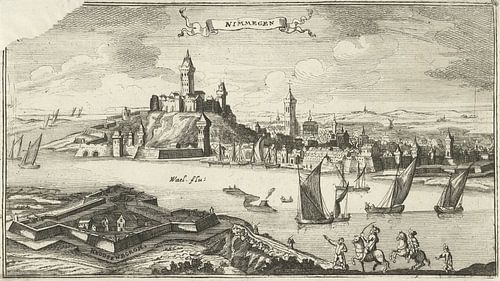 Gezicht op Nijmegen en het fort Knodsenburg, Gaspar Bouttats