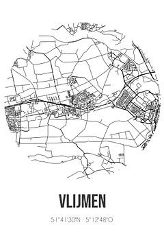 Vlijmen (Noord-Brabant) | Landkaart | Zwart-wit van Rezona