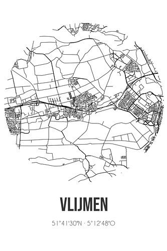 Vlijmen (Noord-Brabant) | Karte | Schwarz und Weiß