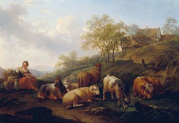 Landschaft mit weidenden Rindern, Joseph Roos