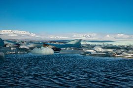Paysage de l'Islande, Jökulsárlón. Lac glacier et plage de diamants