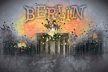 Digital-Art BERLIN Brandenburg Gate I van Melanie Viola