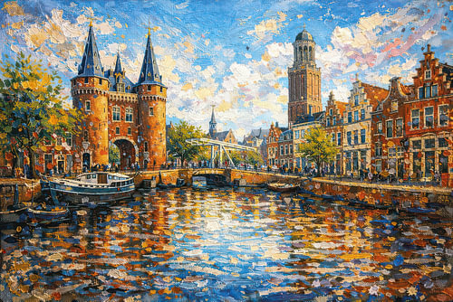 Zwolle in Nederland schilderij.