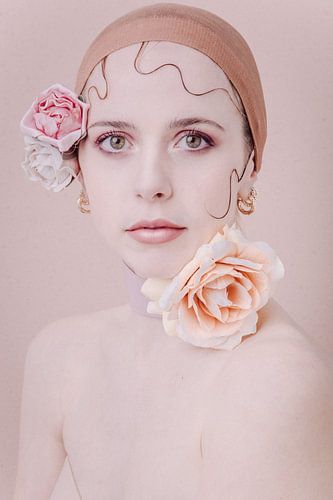 kunst bloemen roze vrouw