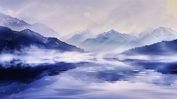 Adembenemend berglandschap in de mist van Frank Heinz
