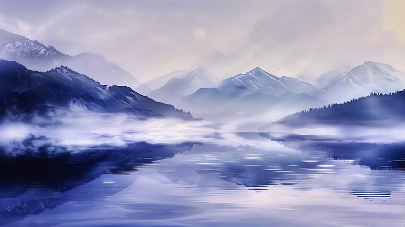 Un paysage de montagne à couper le souffle dans le brouillard par Frank Heinz