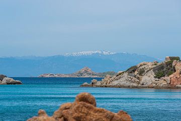 the beautiful island of maddalena , compared with the maledives, with blue sea and the mountains as  by ChrisWillemsen