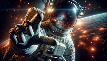 Astronaut in de kosmische uitgestrektheid van Jonas Weinitschke