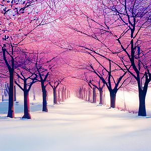 Winter in het park met bloesems aan de bomen van Animaflora PicsStock