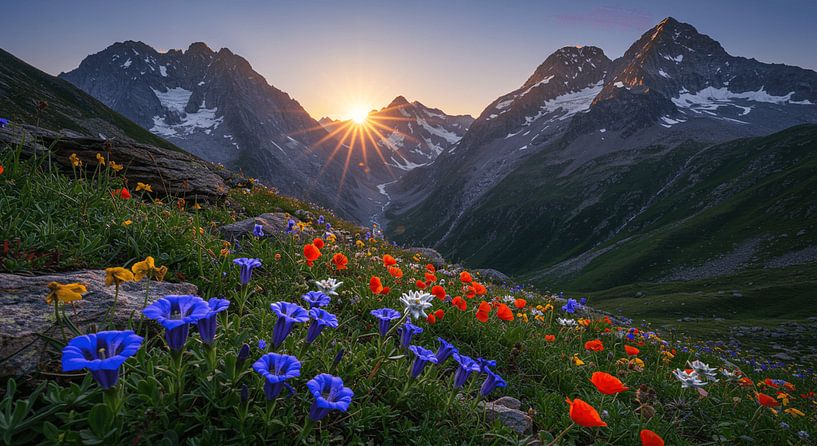 Alpenmorgenglanz – Majestätisches Bergpanorama von ButterflyPix