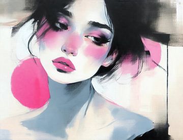 Roze Gezicht | Moderne Vrouw Roze van De Mooiste Kunst