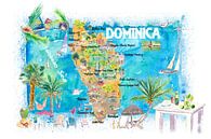 Dominica Antillen Illustrierte Reisekarte mit Straßen und Highlights von Markus Bleichner Miniaturansicht