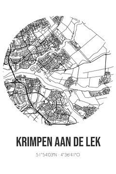 Krimpen aan de Lek (South Holland) | Carte | Noir et blanc sur Rezona