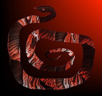 Red gray stylized boa by Elli Ros