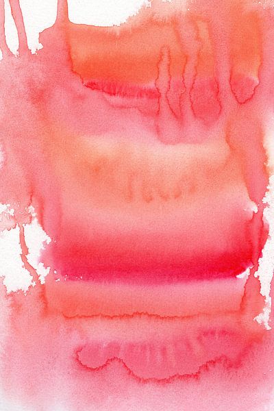 Abstraktes buntes Aquarell in rosa und orangefarbenem Farbverlauf. von Dina Dankers