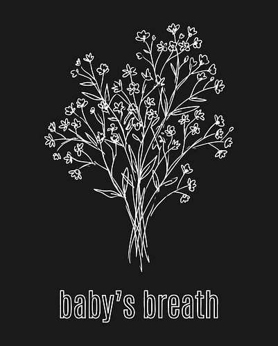 minimalistische baby'-poster met adembloem-lijntekening – zwarte editie