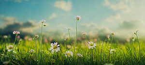 Illustration d'une prairie fleurie au printemps sur Animaflora PicsStock