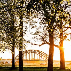 Coucher de soleil près du pont de l'IJssel à Zwolle, aux Pays-Bas sur Koen Lipman