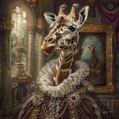 Giraffe in koninklijke barokstijl