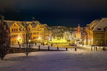 Gotha's marktplein in de winter van Roland Brack