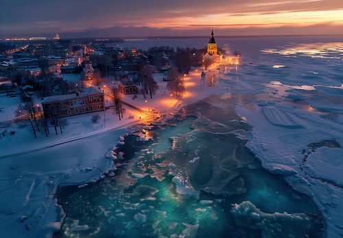Kerkramen schitteren in het licht