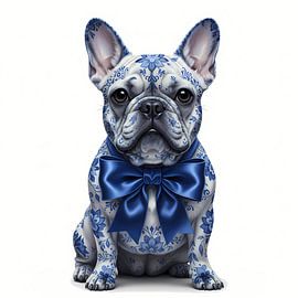 Blauwe porseleinen Franse buldog