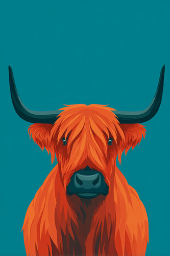 Oranje Hooglander van dichtbij