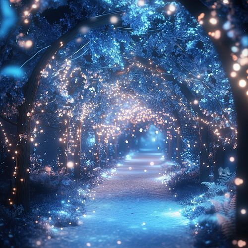 Blauwe regen winter wonderland magisch winterlandschap