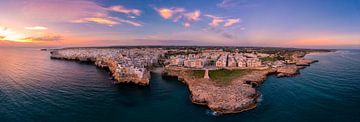 Aerial panorama of Polignano a Mare in South Italy