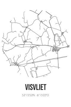 Visvliet (Groningen) | Landkaart | Zwart-wit van Rezona