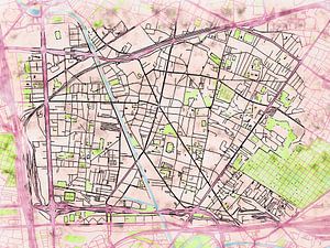 Karte von Aubervilliers im stil 'Soothing Spring'