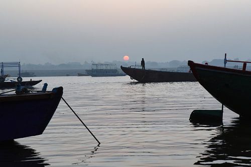 Sunrise over the Ganges river in Varanasi, India by Rini Kools