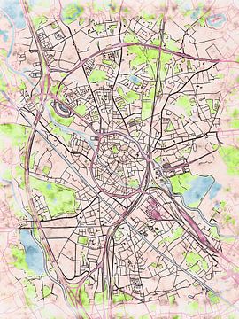 Kaart van Mechelen in de stijl 'Soothing Spring' van Maporia