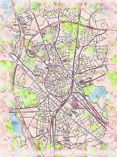 Kaart van Mechelen in de stijl 'Soothing Spring'