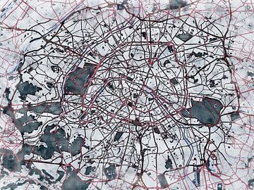 Kaart van Paris hoog in de stijl 'White Winter' van Maporia