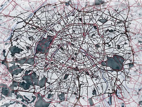 Kaart van Paris hoog in de stijl 'White Winter'