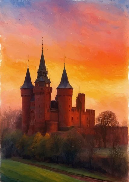 Coucher de soleil sur le château de Doornenburg par MIROKKU