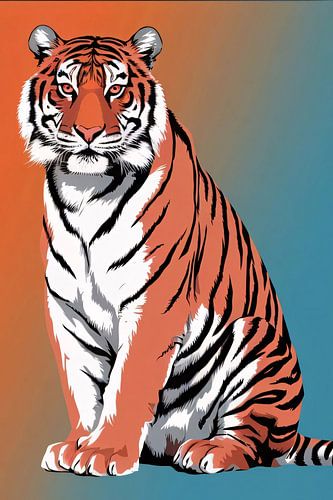 Kleurrijke tijger op moderne achtergrond