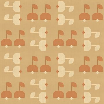Mid century vintage patroon in beige en bruin I van Dina Dankers