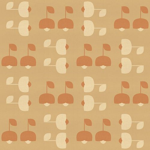 Motif vintage du milieu du siècle dans les tons beige et marron I