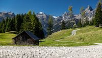 Wanderweg Bartholomäberg auf einer Maisäßlandschaft im Montafon