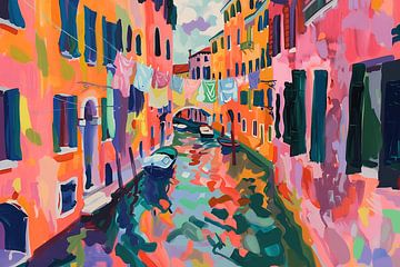 Colourful canal in Venice by NJ Midnight Studio