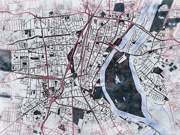 Kaart van Magdeburg centrum in de stijl 'White Winter' van Maporia