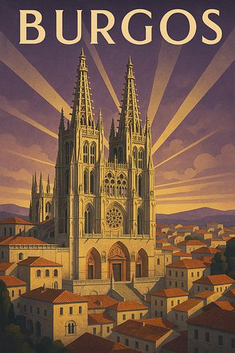 Burgos Kathedraal Art Deco Poster